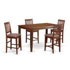 East West Furniture DUVN5H-MAH-C 5 Piece Kitchen Counter Set Includes a Rectangle Dining Room Table and 4 Linen Fabric Upholstered Dining Chairs, 36x60 Inch, Mahogany