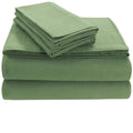 Tribeca Living Flsoedss Luxury Solid Flannel Deep Pocket Sheet Set, Full, Green