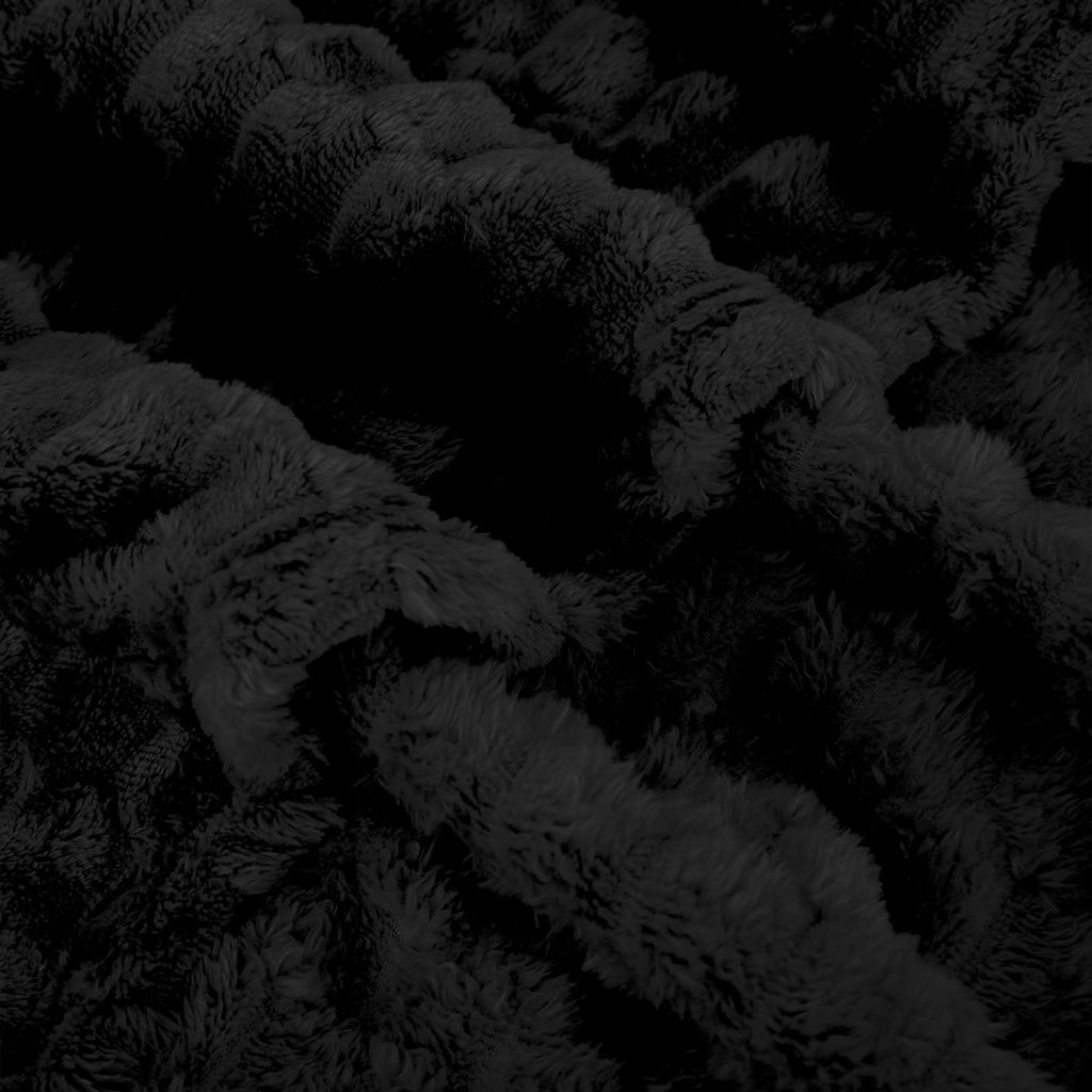 Puncuntex Black Throw Blanket 90''  90'' Inches Fuzzy 3D Jacquard Decorative Flannel Fleece Super Soft Plush Cozy Blanket For Co