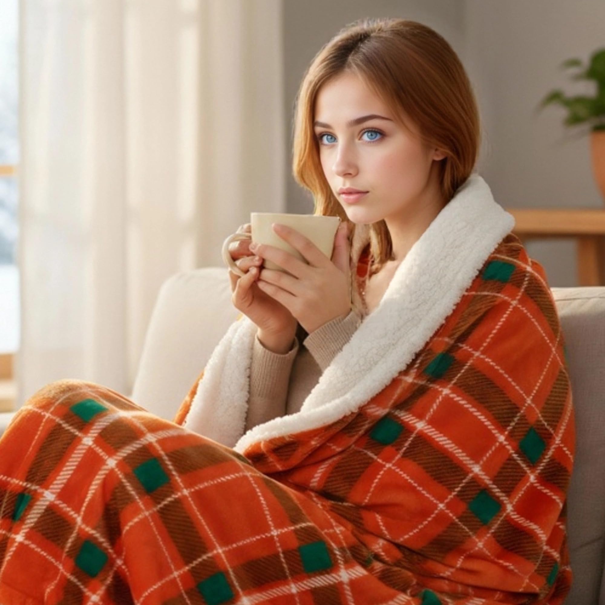 LUXIAN Electric Heated Blanket Full Size 72x84 - Microplush & Sherpa Fabric Dual-Sided, 9 Heat Settings & 1-10 Hours Auto Off, C
