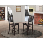 East West Furniture Bus-BLK-W Counter Height Barstools-Slat Back Solid Wood Seat Chairs, Set of 2, Black