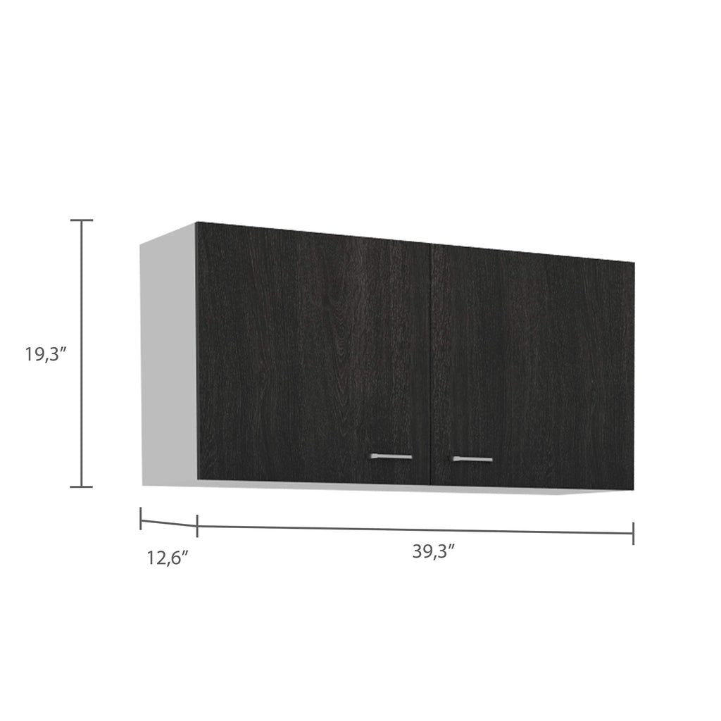 Salento Wall Double Door Cabinet With Two Shelves, 19&Quot; H, Carbon Espresso/White, Kitchen