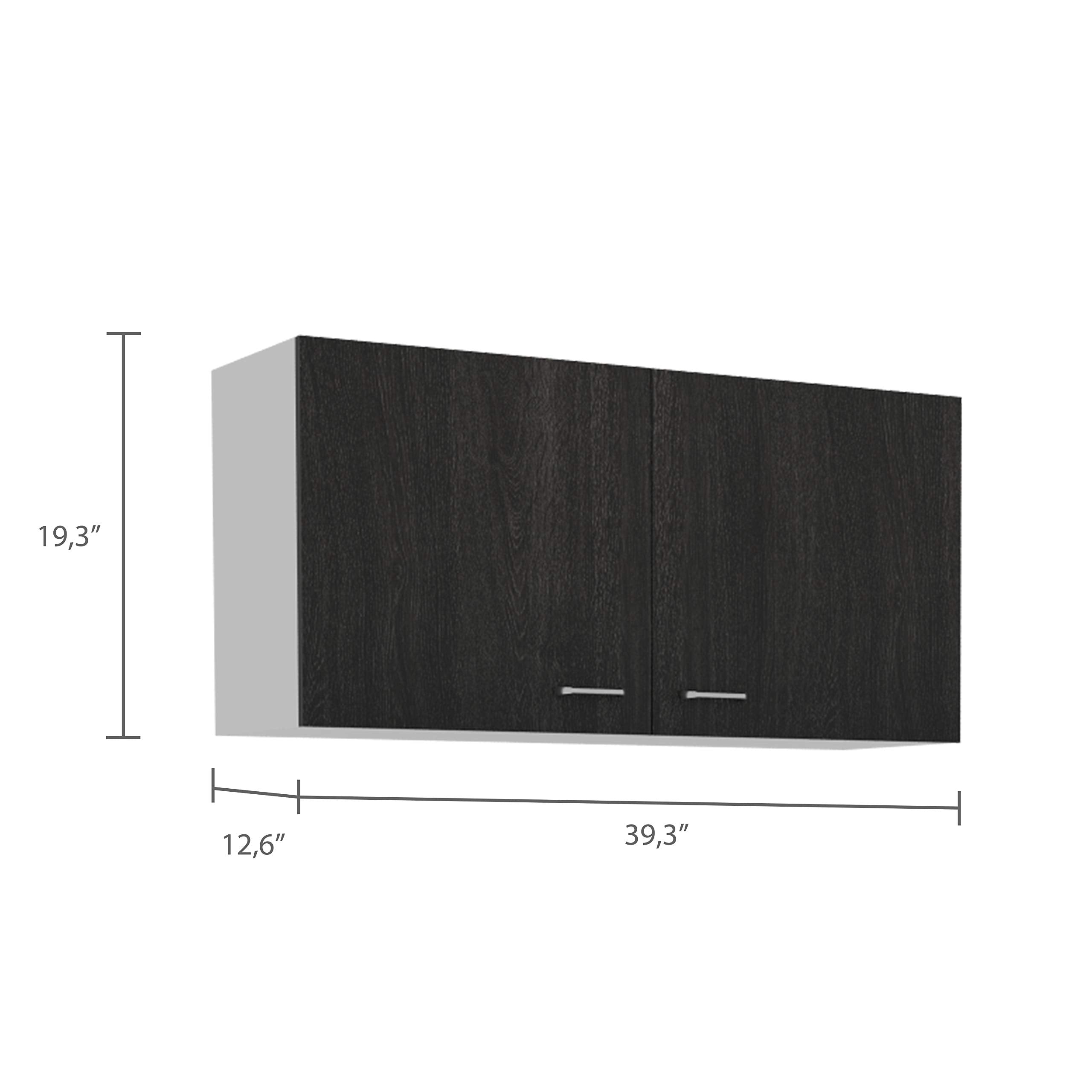 Salento Wall Double Door Cabinet With Two Shelves, 19&Quot; H, Carbon Espresso/White, Kitchen