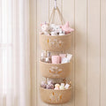 Novabright 3 Tier Over The Door Hanging Basket Organizer with Hooks | Woven Cotton Wall Mounted Storage Organizer Closet Boho Em
