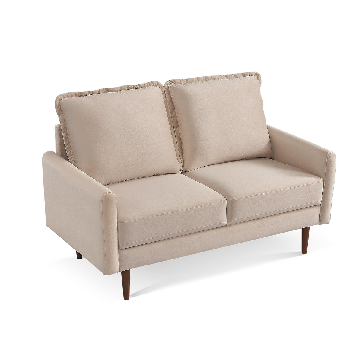 American Furniture Classics Beige 57 Inch Wide Upholstered Two Cushion Loveseat with Cambered Arms Velvet, 57&quot; x 32&quot; x 39&quot;