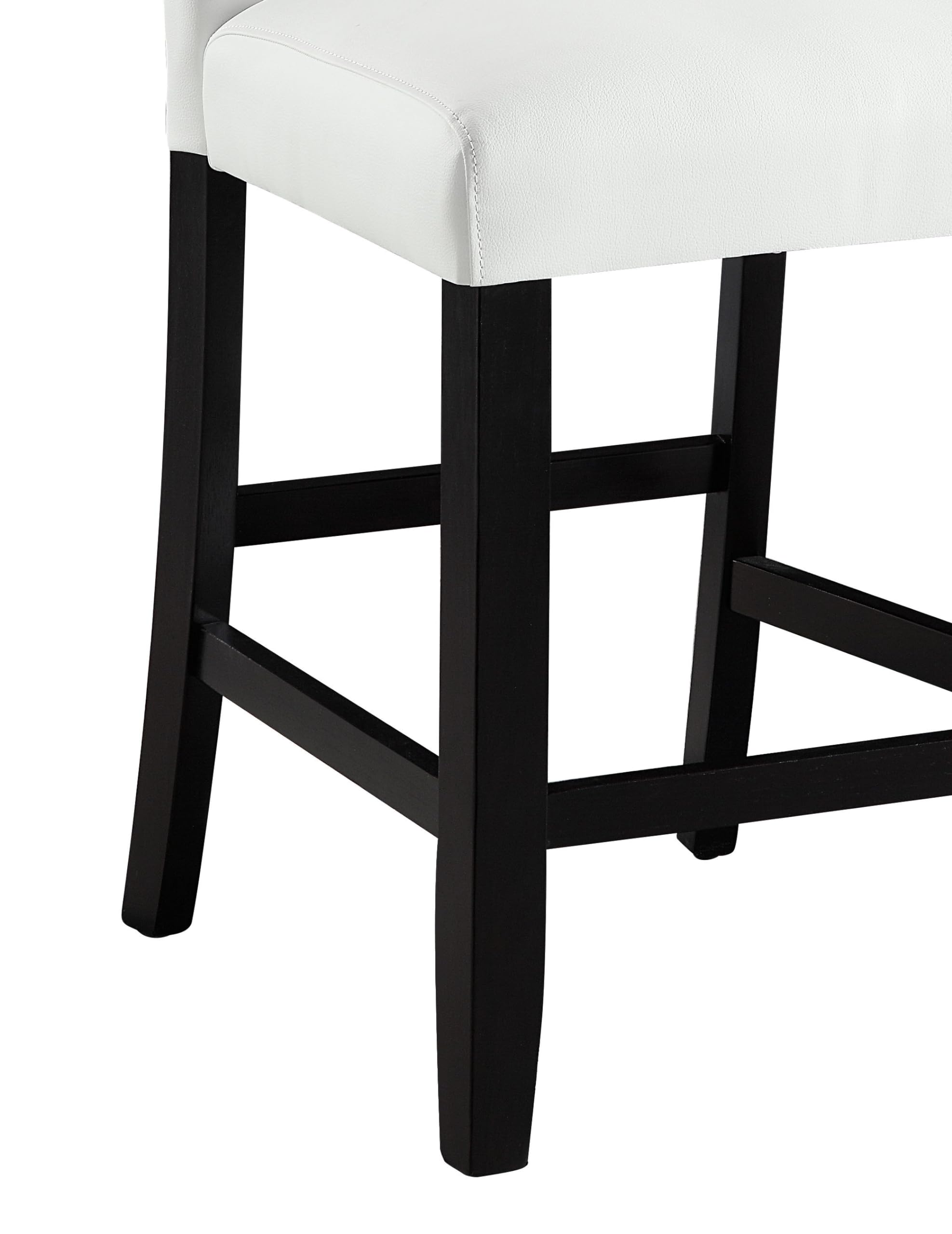 Acme Hussein Faux Leather Upholstered Counter Height Chair in White and Black