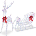 Best Choice Products Lighted Christmas 4ft Reindeer & Sleigh Outdoor Yard Decoration Set w/ 205 LED Lights, Stakes, Zip Ties - I