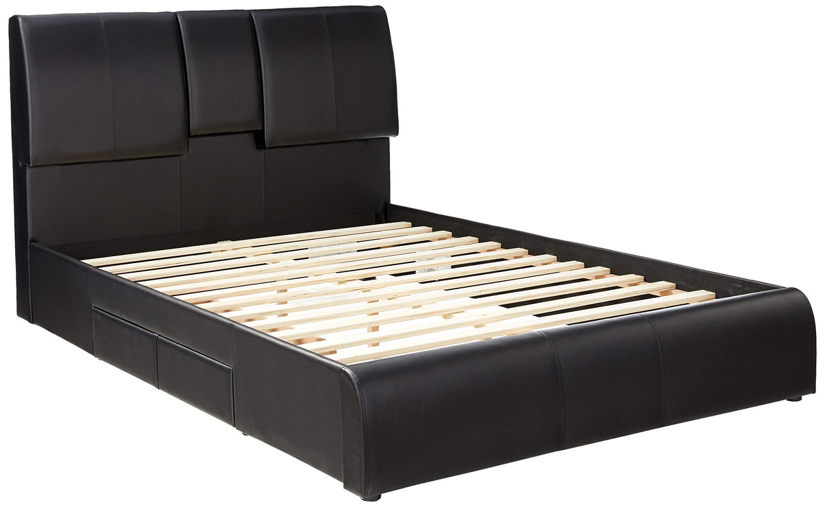 Acme Kofi Upholstered Queen Panel Bed with Storage in Black