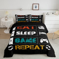 Boys Gaming Comforter Sets For Kids Twin Size Gamer Bedding Set Teens Video Games Comforter Duvet Room Decor Funny Creative Eat Sleep Game Repeat Design Reversible Inner Fill Quilt Set All Season