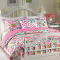 Cozy Line Home Fashions Pink Mariah Floral Polka Dot Reversible Quilt Bedding Set, Coverlet, Bedspreads For Girls (Twin - 3 Piec