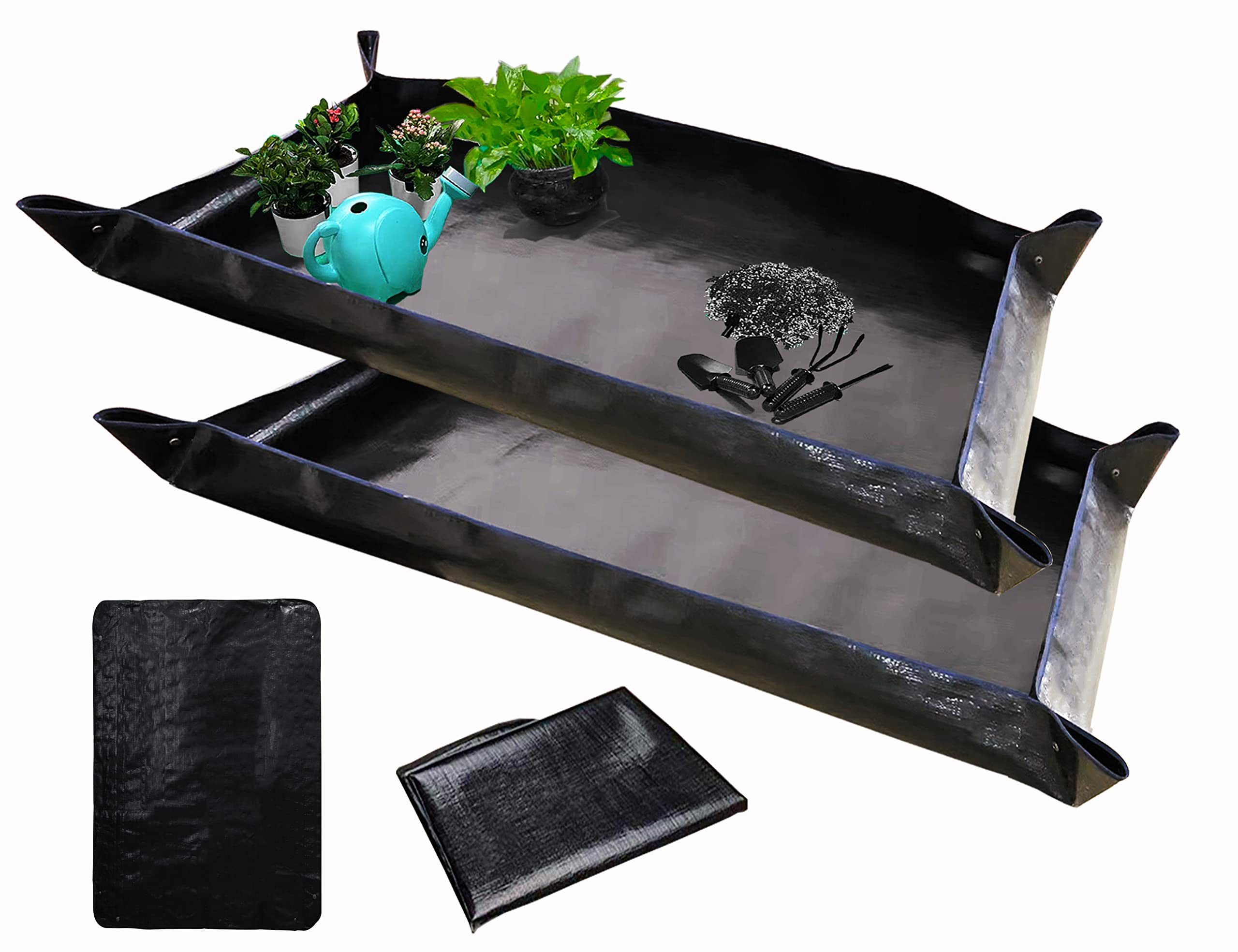 Biuwing 2 Pcs Large Repotting Mat For Plant Transplanting And Mess Control, 43' X 29' Thickened Foldable Waterproof Plant Pott