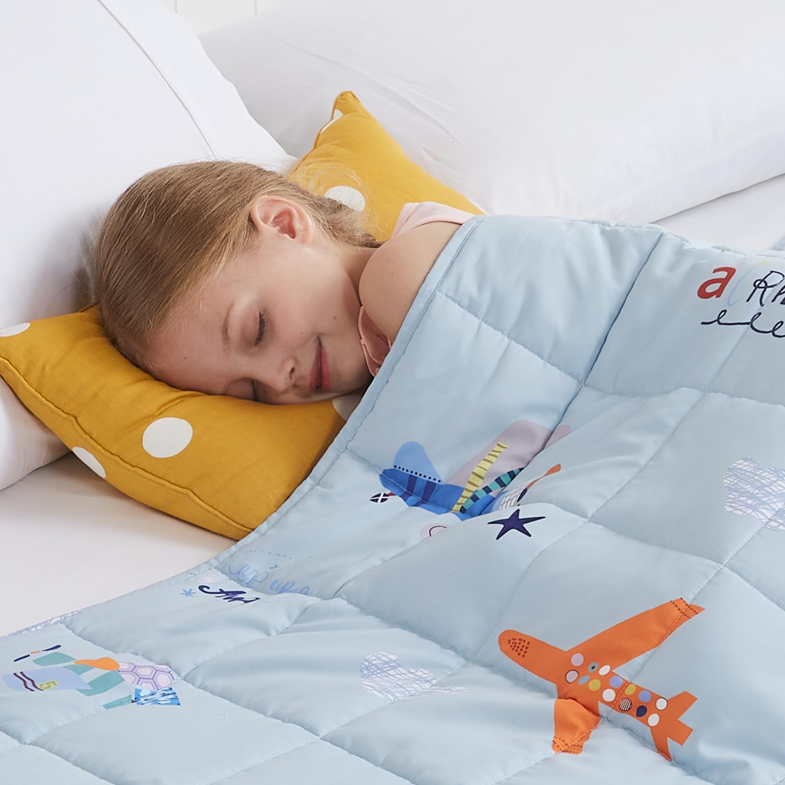 HOSUKKO Weighted Blanket - 2 lbs Blue Airplane Heavy Blanket - Breathable Blanket(36 * 48 inches, 2 lbs)
