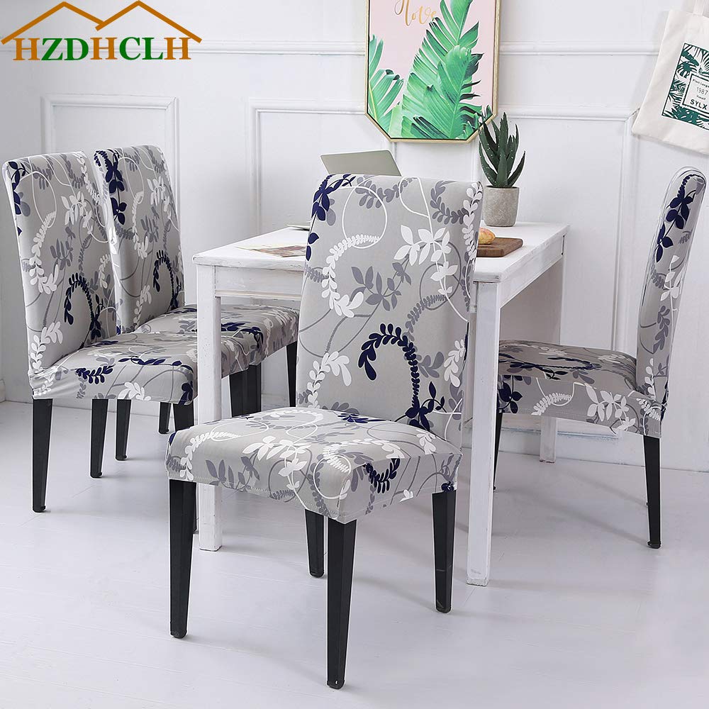 Hzdhclh Grey Chair Covers For Dining Room 6 Pack,Stretch Spandex Parsons Chair Slipcover Set Of 6,Washable Anti-Dust Chair Seat