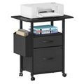 GYIIYUO 2 Drawer File Cabinet with 24 Extended Desktop, Mobile Filing Cabinet, Rolling File Cabinet with Side Bag, Fabric Draw