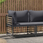 vidaXL Poly Rattan Patio Corner Sofa - Weather-Resistant Outdoor Furniture with Dark Gray Cushions and Powder-Coated Steel Frame - Modular, Comfortable Seating Lounge Set