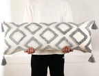 Panod Decorative Long Lumbar Pillow Cover 14X40 Boho,Super Soft Chenille Extra Long Lumbar Pillow Case Cover With Tassel For Bed