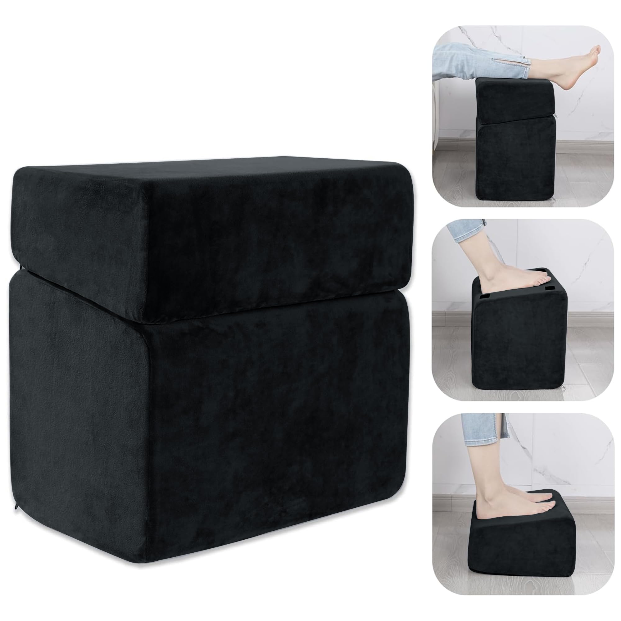 ROYALAY Adjustable Foot Rest Under Desk for Office, High-Density Foam Foot Rest with 3 Adjustable Heights, Ergonomic Footrest wi
