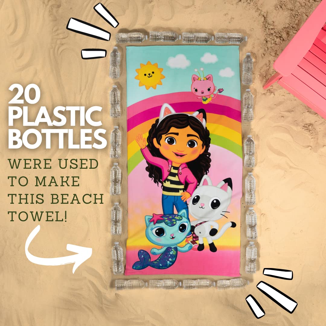 Franco Dreamworks Gabby'S Dollhouse Kids Soft Lightweight 100% Recycled Bath/Pool/Beach Towel Made From Recycled Plastic Bottles