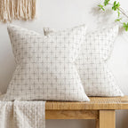 Miulee Pack Of 2 Decorative Burlap Linen Throw Pillow Covers Modern Farmhouse Pillowcase Rustic Woven Textured Cushion Cover For Sofa Couch Bed 24X24 Inch Pure White