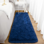 Terrug Fluffy Runner Rug For Bedroom Living Room, 2X6 Navy Area Rug Washable Shag Carpet, Super Soft Fuzzy Plush Non-Slip Cute M