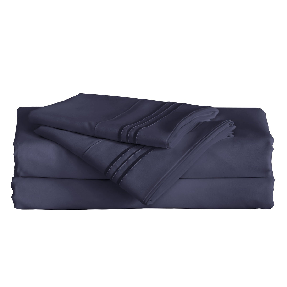 Furinno Angeland Vienne Sheet and Pillowcase Set, California King, Navy Blue