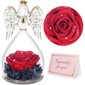 Yamonic For Mom, Angel Figurines With Real Rose Gifts For Her Mom Grandma,Preserved Rose In Glass Angel Figurines For Mothers Da