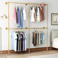 IronJiaZu Gold Wall Clothing Rack Wall Mount clothes Rack,Heavy Duty Pipe Clothing Rack Retail Display Hanging Rod for Closet St