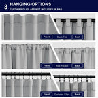 Hiasan Sliver Grey Curtains 45 Inch Long, Light Blocking Thermal Insulated Rod Pocket & Back Tab Blackout Drapes Sewn With Tieba