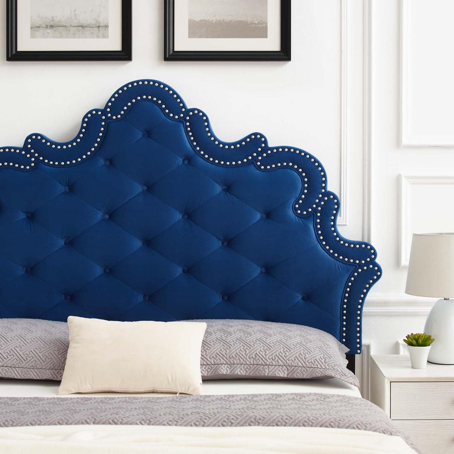 Modway Arabella Button-Tufted Performance Velvet Twin Headboard In Navy