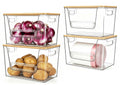 4 Pack Pantry Organizers and Storage with Bamboo Lids