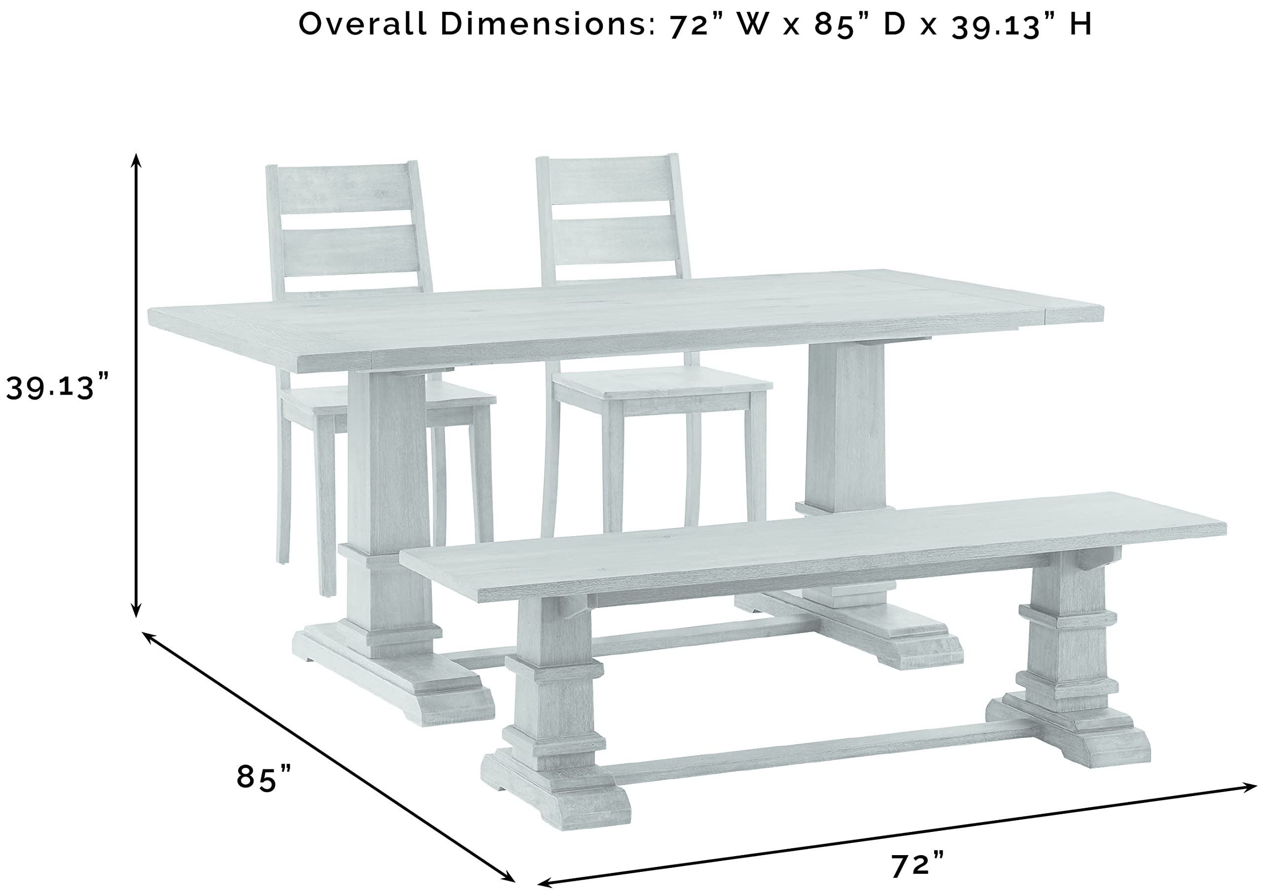 Crosley Furniture Joanna 4-Piece Modern Farmhouse Dining Table Set for 5 with 2 Ladderback Chairs and a Bench, Rustic Brown