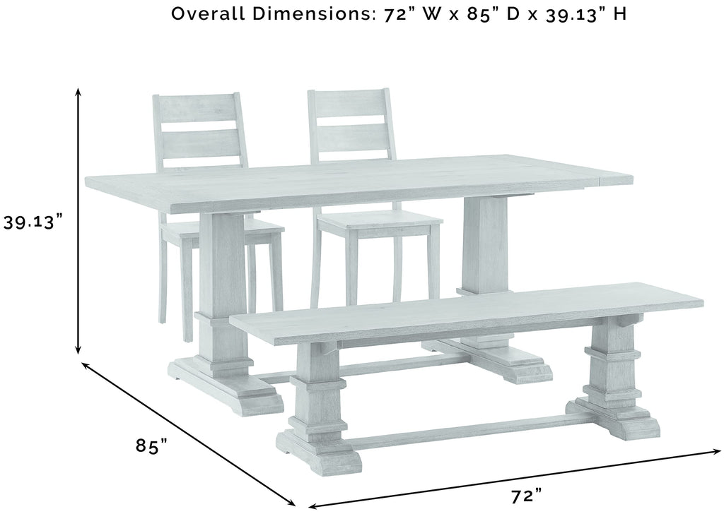 Crosley Furniture Joanna 4-Piece Modern Farmhouse Dining Table Set for 5 with 2 Ladderback Chairs and a Bench, Rustic Brown