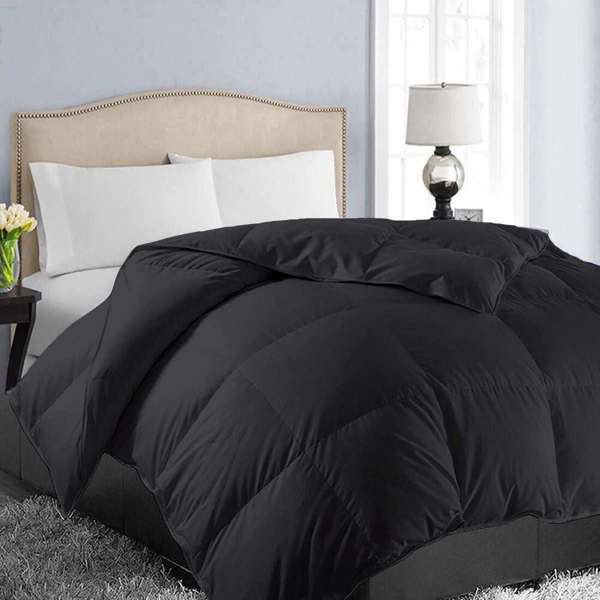 Easeland All Season Oversized Queen Soft Quilted Down Alternative Comforter Reversible Duvet Insert With Corner Tabs,Winter Summ