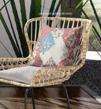 HomeRoots Broadcloth Red Blue Boho Floral Indoor Outdoor Throw Pillow