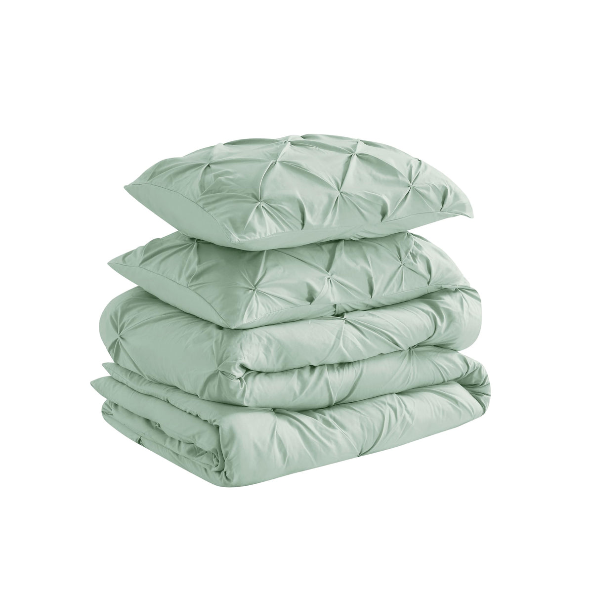 Cathay Home Full/Queen Bedding - Pintuck 3-Piece Comforter And Sham Set - Ultra Soft & All Season Warmth - Misty Blue
