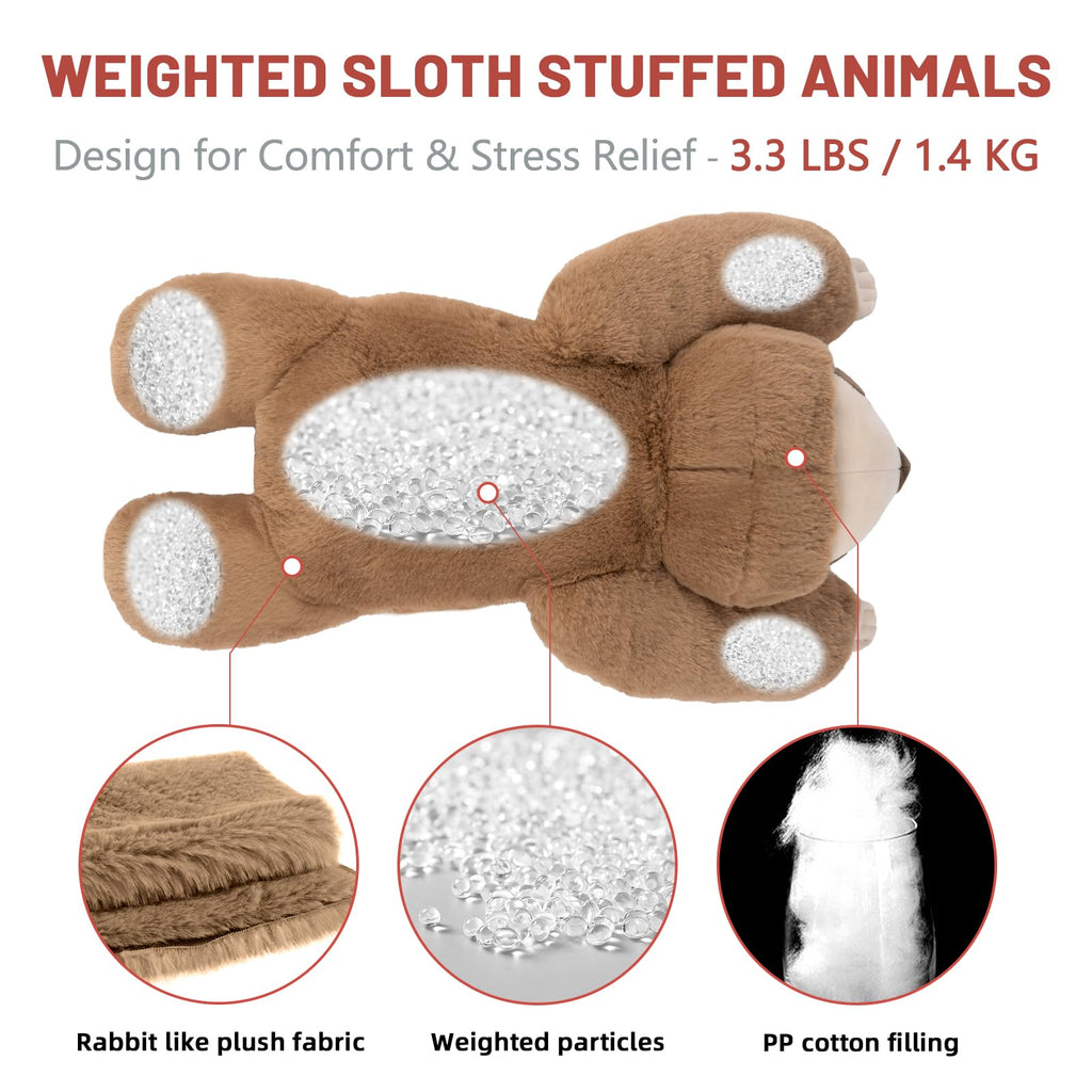 Niuniu Daddy Weighted Sloth Stuffed Animals For Anxiety, 3.3Lb Large Weighted Plush Animal Pillow For Kids Adults, 20In Cute Wei