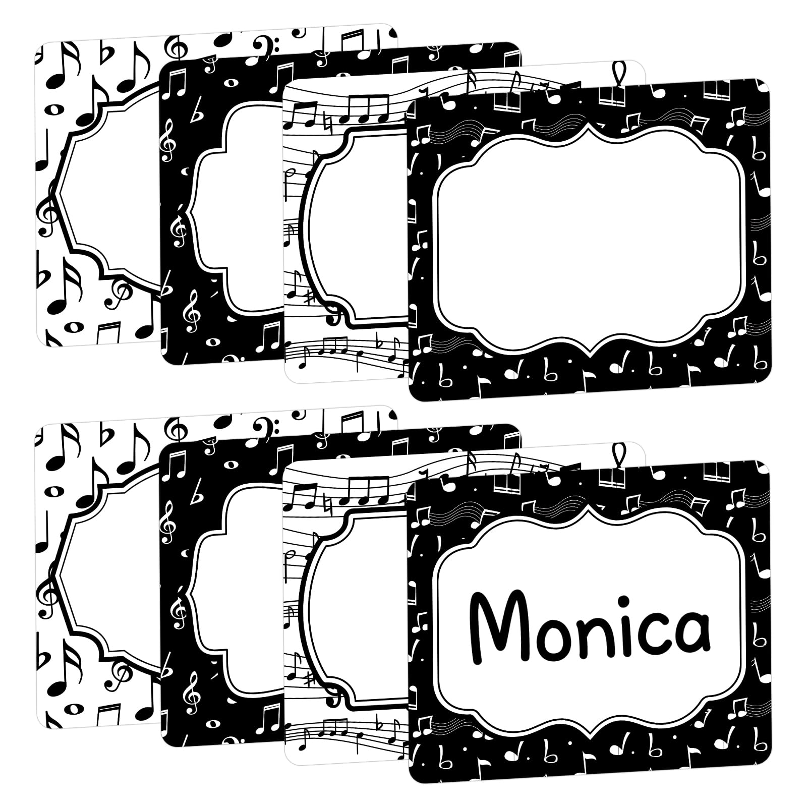104 Pcs Music Notes Name Tag Stickers -3'X 2.5' Self Adhesive Name Stickers Gift Tag Labels For Classroom Party Office Home Co