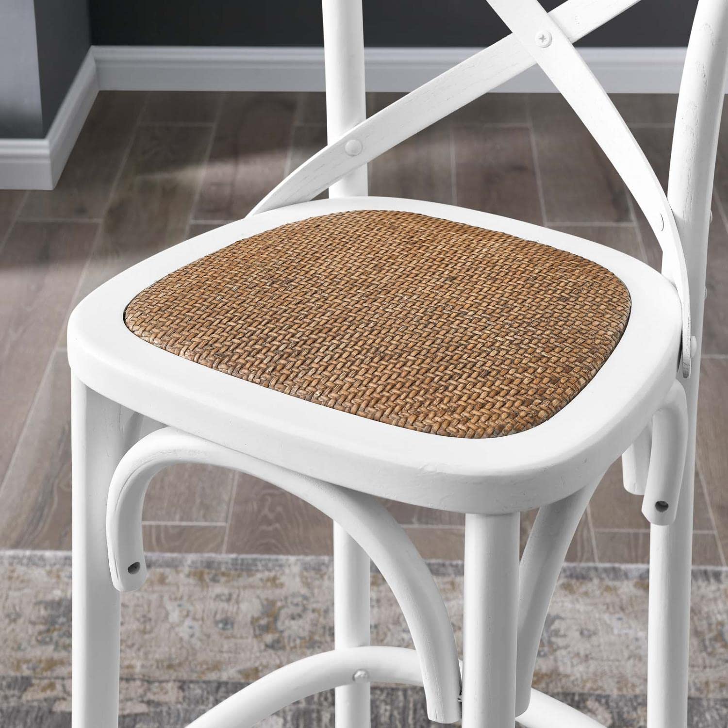 Modway Gear X-Back Wood Bar Stool In White
