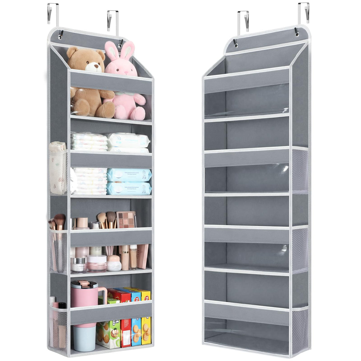 LAMU Over the Door Organizer, Large Capacity Behind the Door Storage with Clear PVC Windows, Back to School Supplies, Stuffed An
