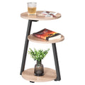 BEWISHOME Round End Table Side with Metal Frame, Accent Nightstand Bedside 3-Tier Shelves, Small for Living Room Bedroom Couch C