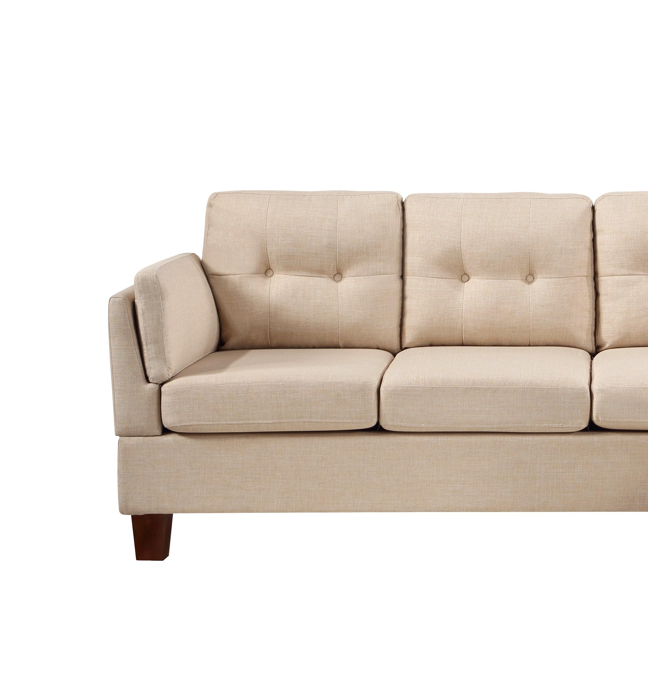 Dalia Khaki Linen Modern Sectional Sofa with Right Facing Chaise