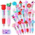Vellibring 24Pcs Valentines Fun Pens For Kids Gifts 0.7Mm Cute Animal Multicolor Ballpoint Pens Retractable 4 Colors In One Vale