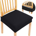 Smiry Stretch Jacquard Chair Seat Covers, Removable Washable Anti-Dust Chair Seat Protector Slipcovers For Dining Room, No Rear Covers - Set Of 4, Black