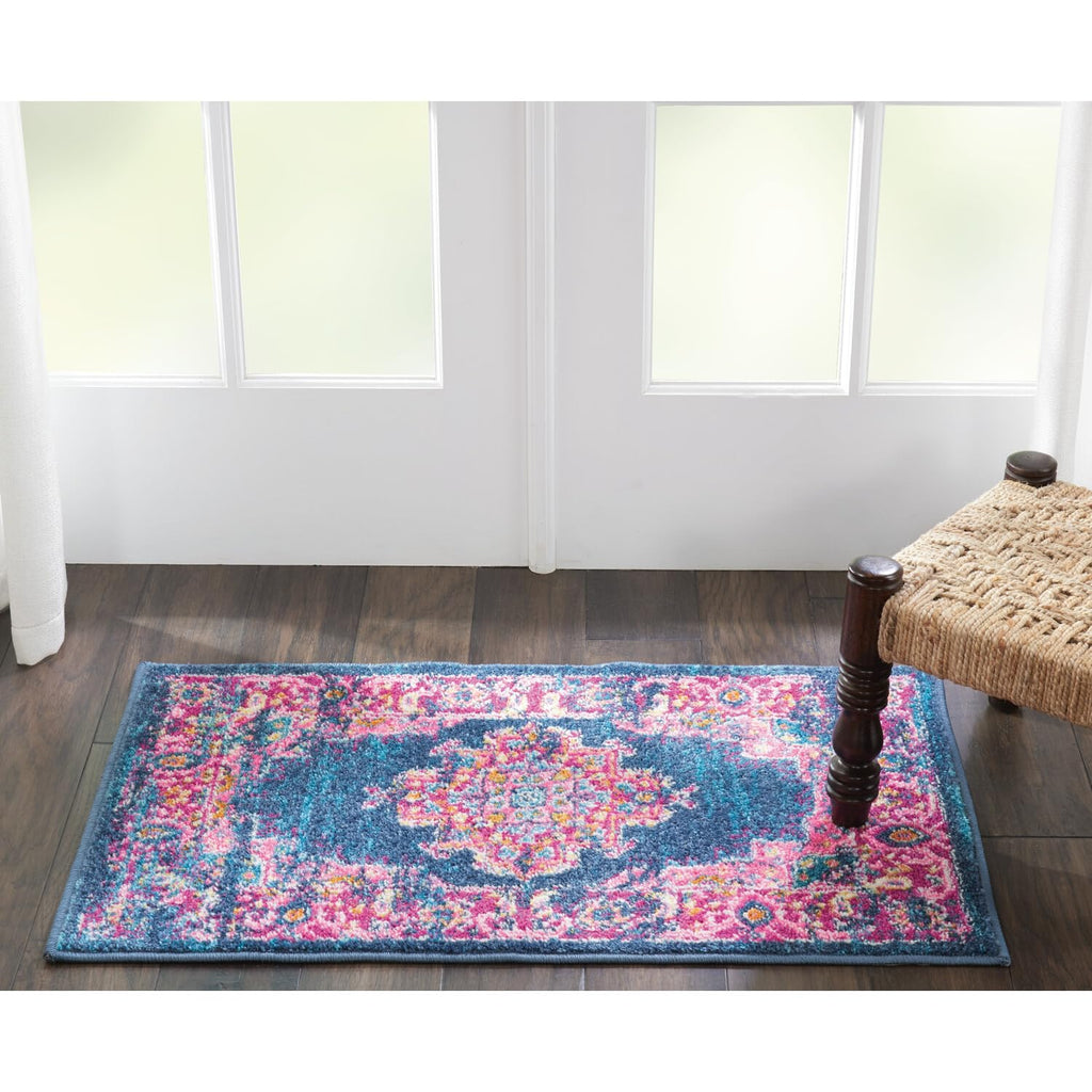 Nourison Passion Blue 22' X 34' Area Rug, Boho, Traditional, Easy Cleaning, Non Shedding, Bed Room, Living Room, Hallway, (2' X 3')
