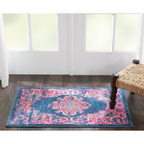 Nourison Passion Blue 22' X 34' Area Rug, Boho, Traditional, Easy Cleaning, Non Shedding, Bed Room, Living Room, Hallway, (2' X 3')