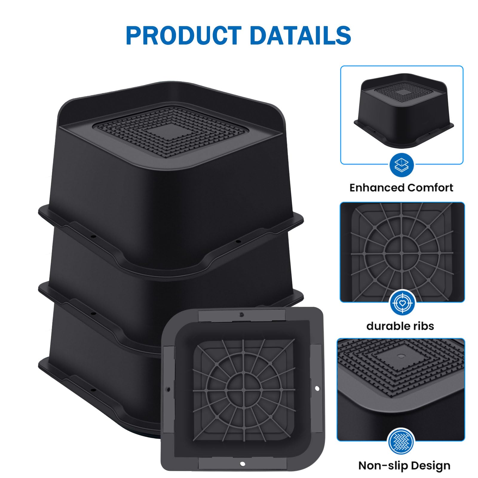 Annkut Bed Risers 3 Inch Heavy Duty, Furniture Risers For Bed Desk Table Sofa Couch,Oversized Bed Lifts Risers,Support Up To 500