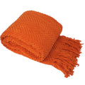 Home Soft Things Orange Throw Blanket Knitted Tweed Throw 50' X 60', Burnt Orange, Super Soft Cozy Warm Comfortable Breathable