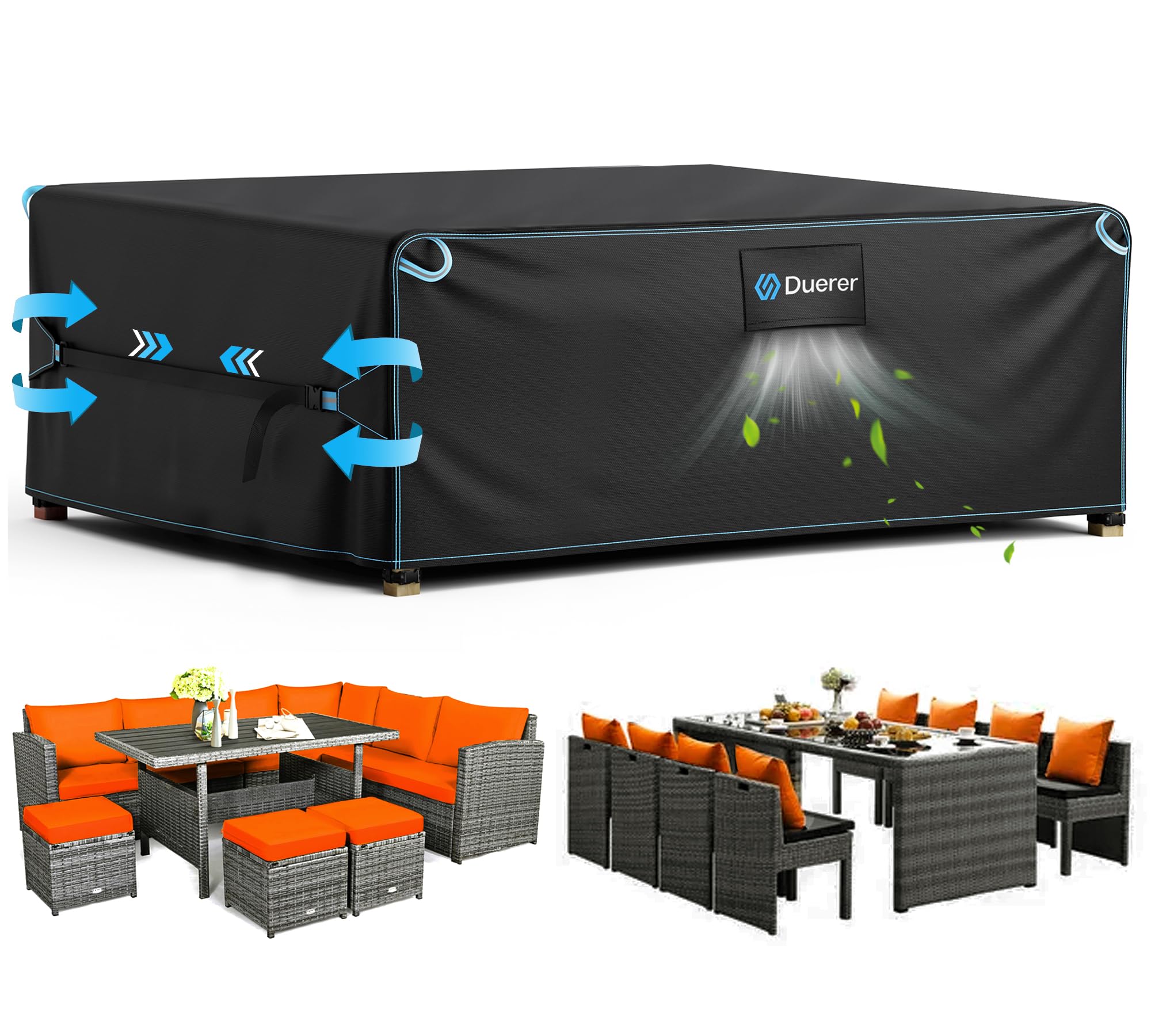 Duerer Patio Furniture Covers Waterproof 420D Outdoor Furniture Covers 128'L X 83'W X 28'H, For Patio Furniture Sets, Sofa, T