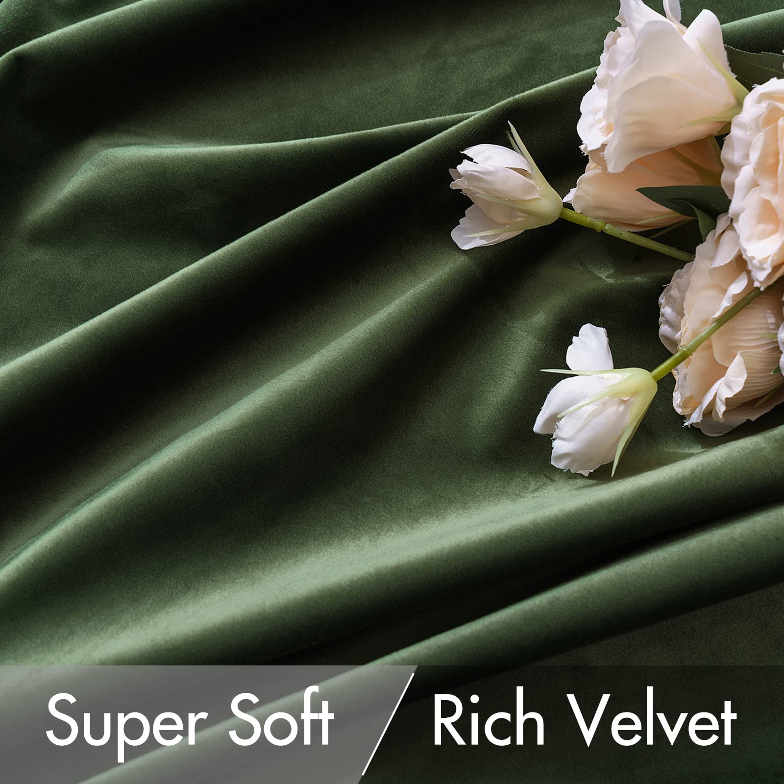 Miulee Olive Green Velvet Curtains 108 Inches 2 Panels - Pinch Pleated Luxury Room Darkening Curtains For Bedroom Living Room Th