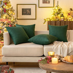 Miulee Pack Of 2 Decorative Outdoor Solid Waterproof Throw Pillow Covers Polyester Linen Garden Farmhouse Cushion Cases For Patio Tent Balcony Couch Sofa 16X16 Inch Emerald Green